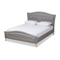 Baxton Studio Felisa Grey Upholstered and Button Tufted King Size Platform Bed 156-9509